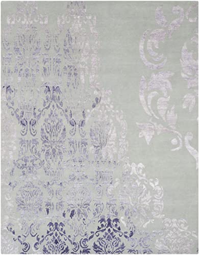 SAFAVIEH Tibetan Collection Area Rug - 8' x 10', Beige & Purple, Hand-Knotted Viscose, Ideal for High Traffic Areas in Living Room, Bedroom (TB959C)