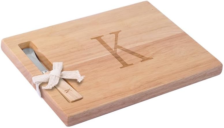 Miicol Wood Charcuterie Board, Monogram Cheese Board 10 Inch, Per...