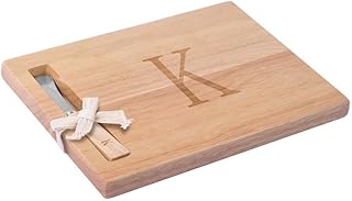Miicol Wood Charcuterie Board, Monogram Cheese Board 10 Inch, Personalized Initial Cutting Board with Spreader, Unique Housewarming Gift, Ideal for Kitchen, Home, Letter K