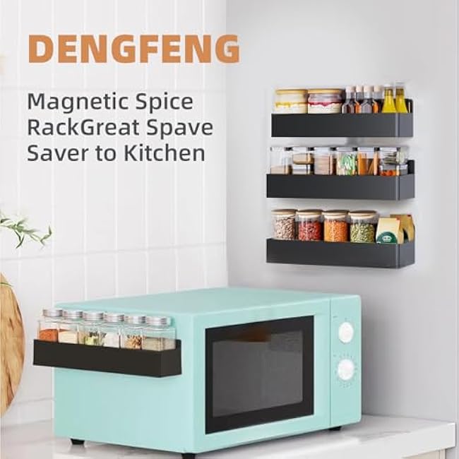 Magnetic Spice Rack for Refrigerator 4pack, Black Fridge Organizers And Storage£¬Spice Rack Organizer, Magnetic Spice Rack Organizer For Refrigerator And Oven