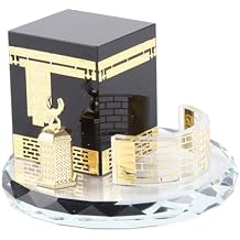 Pssopp Crystal Car Ornament Islamic Decor, Model Muslim Crystals Gilded Kaaba Model Kits Islamic Building Crystals Collectible Figurines Souvenirs Crystal Vehicle Decor