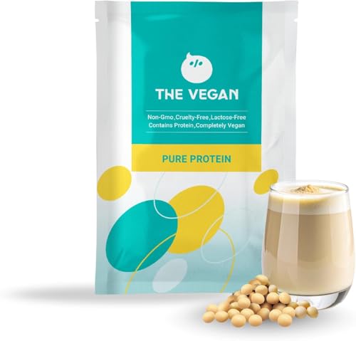Image of THE VEGAN Plant Based Protein Powder (Plain) | 40g Vegan Protein | Non-GMO Low FODMAP Soy Protein Isolate with Probiotics | Dairy-Free | Vegan-Friendly | Low Cholesterol | 1 Serving