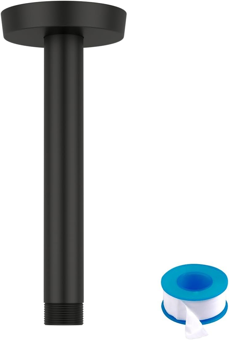 Lordear Shower Arm 4 Inch Matte Black Ceiling Mount Shower Arm and Flange,4” Shower Head