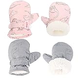 Weradau Fleece Lined Mittens for Baby Boys Girls,Baby Toddler Little Kids Winter Gloves Mittens - 2 Pair Pack 6-24 Months