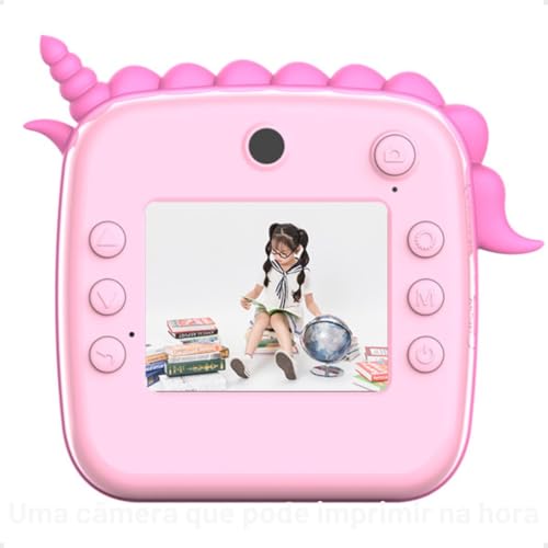 Câmera Instantânea Infantil Full Hd Imprimi Foto + 4 Bobinas - Menina Rosa