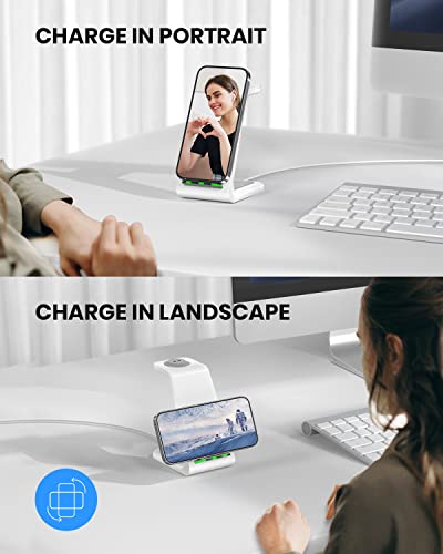 Wireless Charging Stand, Geekera 3 In 1 Wireless Charger Dock Station For Iphone 14 Pro Max/14 Pro/14 Plus/13/12/11/X/8 Series, Apple Watch Ultra/Se/8/7/6/5/4/3/2, Airpods Pro/3, Samsung Qi Phones #TOP1