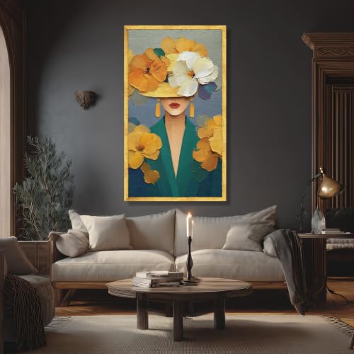 Grand tableau vertical 70x130cm pour habiller un grand mur blanc de salon