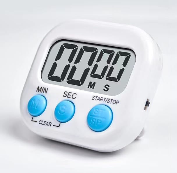 Digital Kitchen Timer, Kitchen Timer with Large LCD Display & Loud Alarm, Cooking Timers Magnetic Countdown Countup Timer for Kitchen Cooking, Baking,Sports Games, Studying Teaching（White）