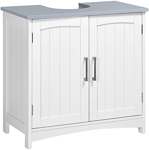 kleankin Bathroom Vanity, Floor Standing Bathroom Vanity Cabinet, Pedestal Sink Storage Cabinet ...