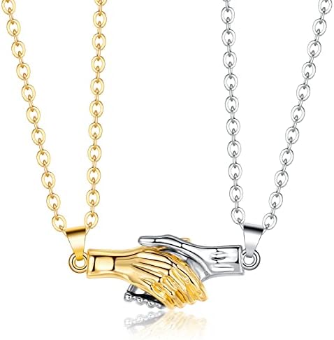 CERSLIMO Couple Magnetic Necklaces, 2 PCS Matching Necklace Couples Gifts for Boyfriend Girlfriend, Romantic Mutual Attraction Gifts | Silver Moon & Son Pendant Necklaces Him and Her Gifts