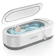 KUNPHY Ultrasonic Jewelry Cleaner, Jewelry Cleaner Machine 12oz 46KHz, Professional Sonic Cleaner with One-Touch Operation, Sonic Cleaner for Rings, Glasses, Jewelry, Dentures White