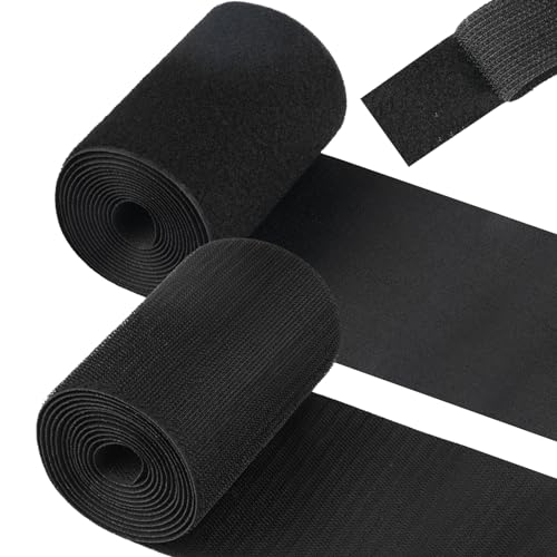 Klettband zum Nähen - Breit 110mm x 2m Schwarz für Textilien, Kleidung und Schuhe