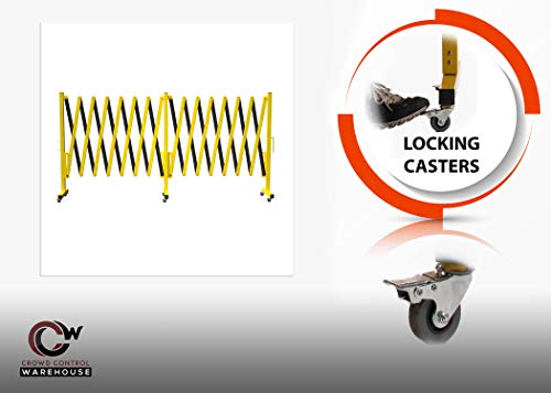 Trafford Industrial Expandable Metal Barricade, 16 Feet, Yellow And Black, Mobile Safety Barrier Gate, Retractable Traffic Fence #TOP2