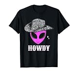 Cool Cowboy Hat Alien Howdy Space Western Disco Theme T-Shirt
