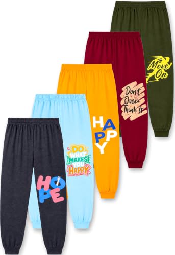 Image of T2F Boys Regular Fit Cotton Printed Track Pants (Pack of 5)