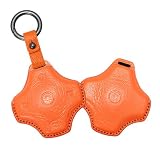 Jinhon For Dongfeng Leather Car Key Fob Cover Case Fit for Dongfeng Eπ Eπ007 Eπ008 eπ008 Max DSFK 008 NAMMI 06 2024 2025 2026 Keychain Key Holder Accessories 4 Button A Orange