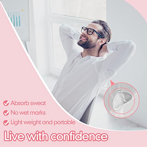 Image of 4 Pairs Underarm Sweat Pads Reusable Armpit Absorbing Guards Washable with Shoulder Strap Under Arm Breathable Absorbent Sweat Protectors Pads Guards for Women and Men(White)
