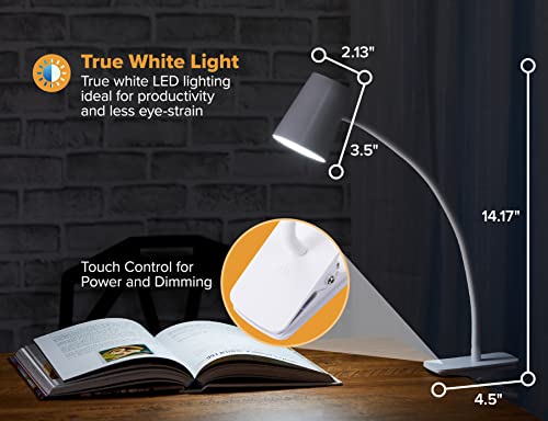 Bostitch Office, White Adjustable Led Clamp Light, Compact Design, Flexible Neck, Flicker Free, Suction Cups For Stable Installation, (Led2103) #TOP4