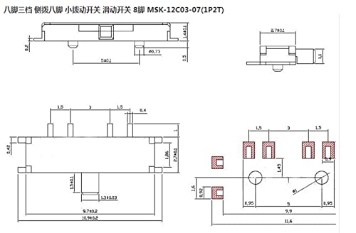 Interrupteur à bascule 1P2T micro SMD à 8 broches haute conductivité - 6
