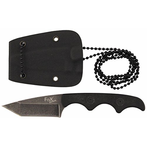 MFH Cuchillo Neck II con hoja Tantoklinge Stonewashed Esqueleto Cuchillo de caza Trapper Outdoor Cuchillo Caballero Medieval Survival
