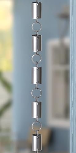 Monarch Rain Chains 18408 Aluminum Cylinder Rain Chain 8-1/2 Feet Length Replacement Downspout for Gutters, Pewter