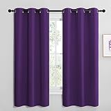 Picture of NICETOWN Kitchen Short Blackout Curtains, Home Decoration Thermal Insulated Solid Ring Top Blackout Curtains/Drapes for Bedroom(Set of 2, 42 x 68 Inch, Royal Purple)