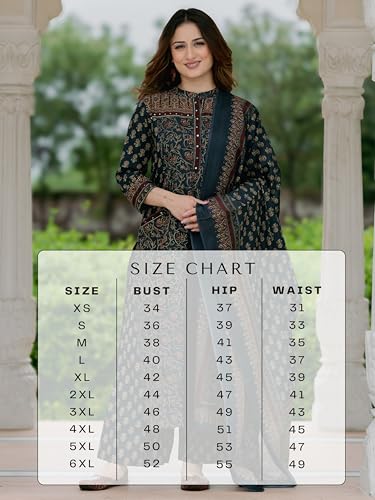 Image of Arayna Women's Cotton Printed Kurta Set with Palazzo Pants and Dupatta | Ethnic Straight Kurta