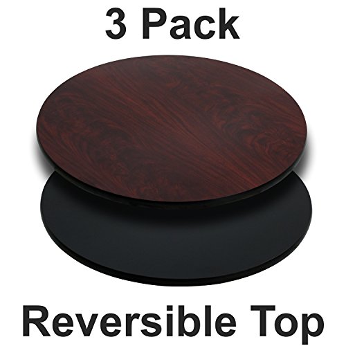 Image of Flash Furniture 24 inch Round Reversible Table Top, Black /Mahogany