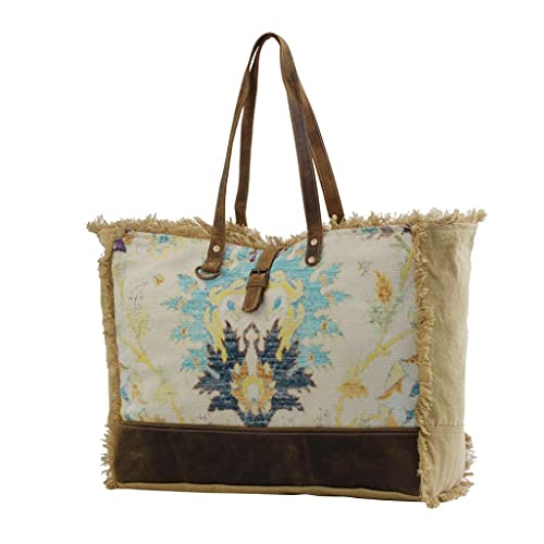 Myra Bag Survivor Weekender Bag Upcycled Canvas, Rug & Leather S-26442