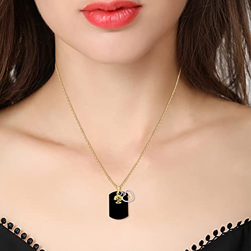 Uloveido Colar com pingente de árvore de vida de aço inoxidável preto para mulheres, mãe com coração