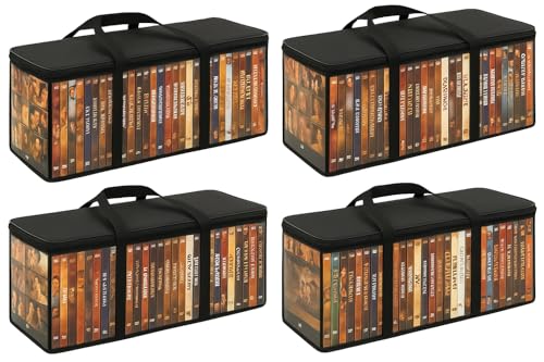 Pack of 4 | Portable DVD Storage Bag, CD Disc Carry Case, Clear Cover with Zipper Game Protective Dust Collection Holder/Discs Organiser/PC Games Strong Carry Handles