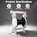 Air Operated Double Diaphragm Pump, 35 GPM and Max 100 PSI Oil Transfer Tump Polypropylene Body, 1.5
