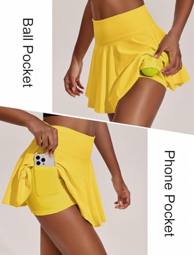 Image of PINSPARK Womens Tennis Skirt Pleated Athletic Skirts with Pockets Shorts High Waisted Golf Skort for Workout Pickleball