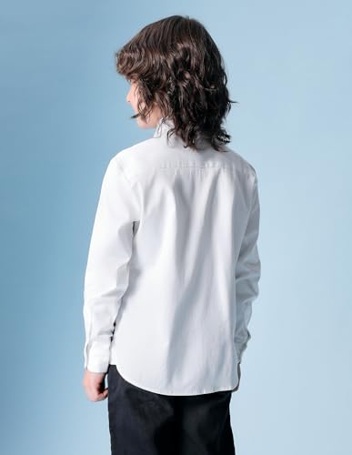 Image of Regular fit Solid Cotton Long Sleeves Casual Shirts (UKOESHT1522 White 6-7Y)
