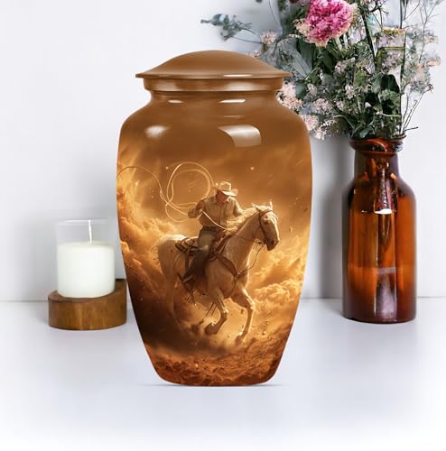 Image of Cowboy Urn - Urns for Ashes - Urns for Ashes Adult Female - Urns for Ashes Adult Male - Urns for Human Ashes Adult Female - Urns for Cremation Ashes (10 inch Pack of 1)