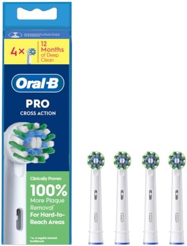 Oral-B ORIGINAL Cross Action Electric Toothbrush Soft Replacement Brush Heads [10X POWERFUL THAN COMPATIBLE PRODUCTS] For Vitalty,Pro,Smart Series, 4 refills, Deep clean between teeth