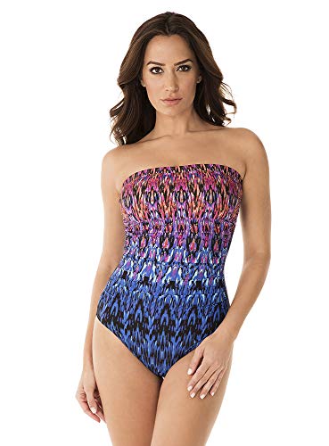 Miraclesuit Women's Swimwear Vesuvio Avanti Underwire Strapless One Piece Swimsuit, Multicolored, 16