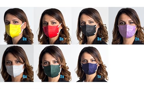 20 FFP2/KN95 Maske Bunt Mix CE Zertifiziert Kleine Größe Small, Medizinische Mask mit 4 Lagige Masken, Partikelschutzmaske, Atemschutzmaske mit Hoher BFE-Filtereffizienz≥94 | 20 Stück - Made in Italy
