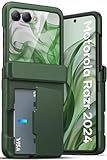 ATATOO for Motorola Razr 2024 Case, Built-in Card Holder (Store 3 Cards) & Hinge Protection & HD Screen Protector, Military Grade Protection, Sturdy Durable Wallet Phone Case for Moto Razr 2024, Green