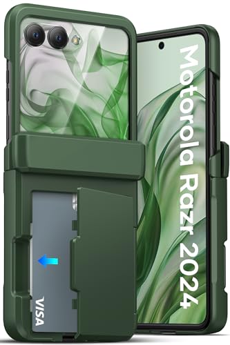 ATATOO for Motorola Razr 2024 Case Wallet, Card Holder (3 Cards), Green