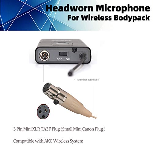 Sujeetec Microphone Headset Discreet Headworn Earset Over Ear Hanging Mic Compatible With Akg Wireless System Bodypack Transmitter, Ideal For Lectures, Live Performance, Theater, Podcasts – Beige #TOP2
