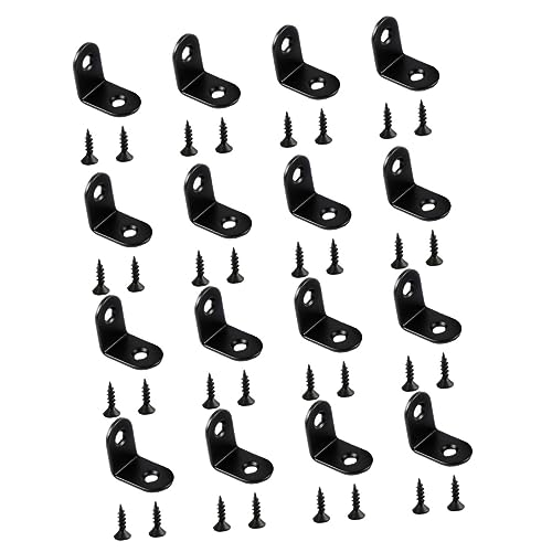 VILLFUL 16pcs Heavy Duty Corner Bracket Thickened Corner Brace Corner Brace Bracket L-Shaped Corner Brace Stainless Steel Black
