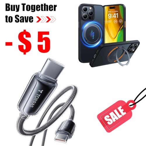 TORRAS iPhone 15 Pro Max Case with USB C Cable