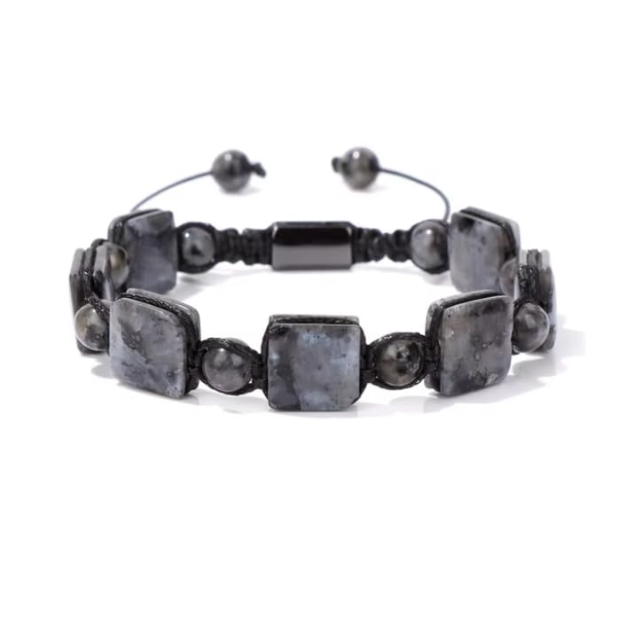 Bracelet de perles vertes carrées en corde réglable, un cadeau mixte unique et symbolique