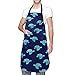 Żółw morski niebieski unisex nowoczesna moda wodoodporna tkanina oxford regulowany fartuch do gotowania łatwy w użyciu szef kuchni fartuch pieczenie ogrodnictwo paznokieć śliniak mężczyźni i kobiety fartuch 80 x 76 cm