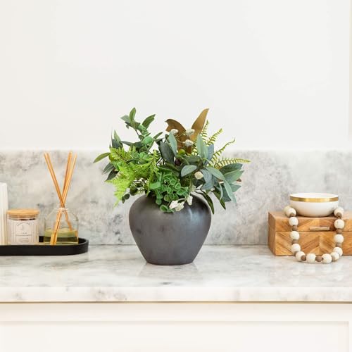 Nearly Natural 7-Inch Black Round Ceramic Urn Vase - Handmade Decorative Flower Vase for Artificial Stems by Nearly Natural - Image 4