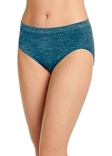 Jockey Women's Underwear Smooth & Shine Seamfree Hi Cut, Teal Oasis Heather, 6