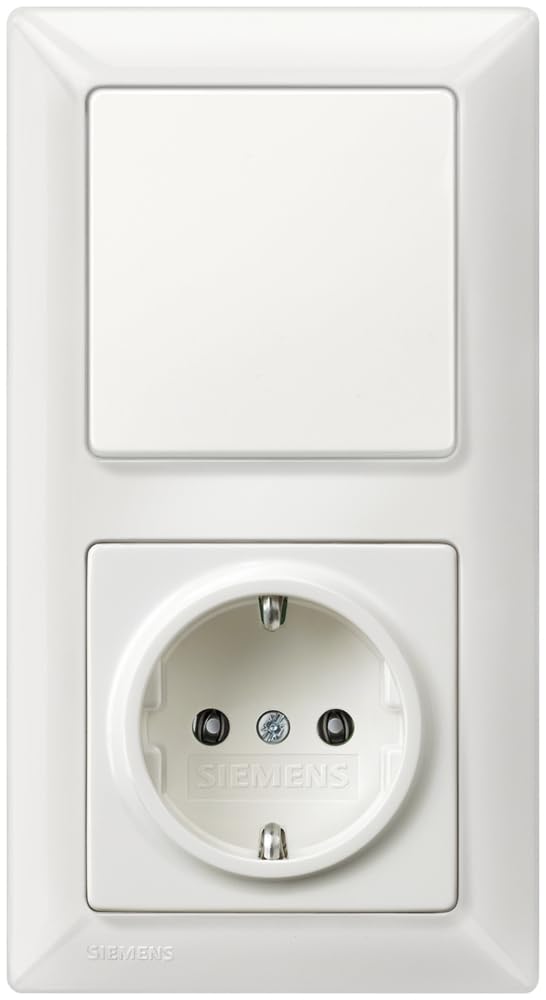 Kit double SIEMENS blanc titane avec prise de courant Schuko et interrupteur