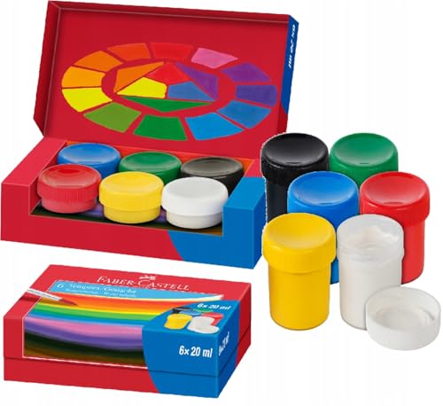 Faber-Castell Témpera/Gouache Colors, 6 botes de 20 ml
