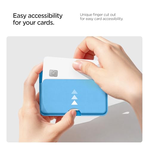 Image of CASEOLOGY by Spigen Folder Pop Magsafe Wallet [Non-Slip Silicon Patterned] Magnetic Card Holder for iPhone 17, 16, 15, 14, 13, 12, Series (PU Leather, Suede | SkyBlue)